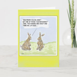 Caricature amusante Carte lapins de Pâques