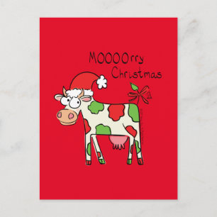 Caricature amusante de vache Noël Carte postale