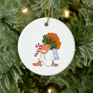 Caricature Ange de Noël avec ornement Sucre de can