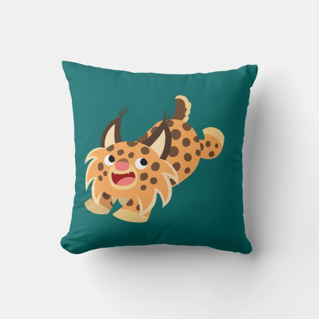 Caricature chatoyante Bobcat Coussin (Recto)
