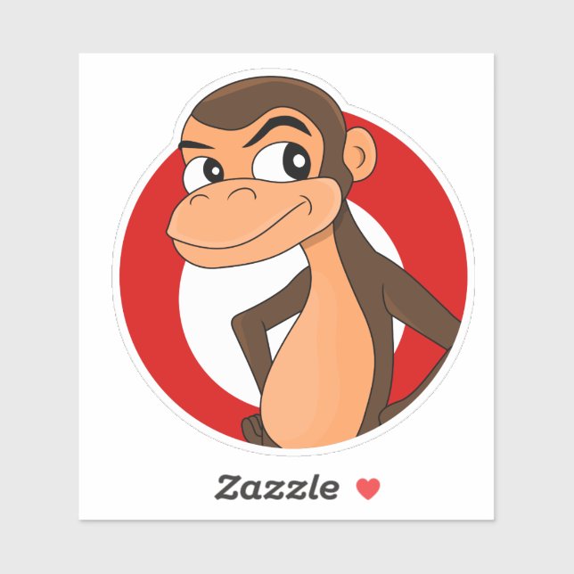 Caricature Chimp Sticker en vinyle taillé sur mesu (Feuille)
