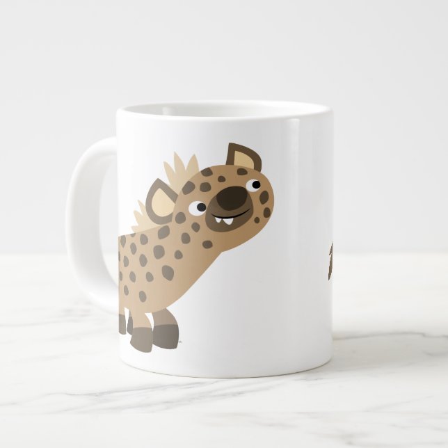 Caricature curieuse mignonne Hyena Jumbo Mug (Devant gauche)