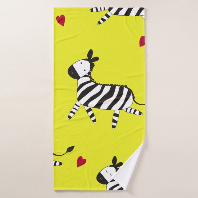 Caricature Cute Zebra sans couture motif arrière - (Serviette de bain)