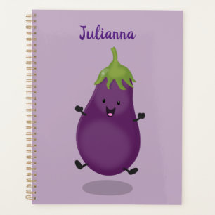 Caricature d'aubergine d'aubergine joliment heureu