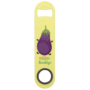 Caricature d'aubergine d'aubergine joliment heureu