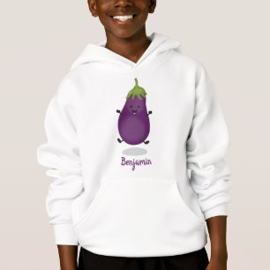 Caricature d'aubergine d'aubergine joliment heureu