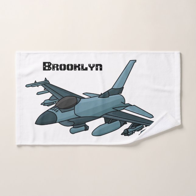 Caricature d'avion de chasse militaire (Serviette à main)