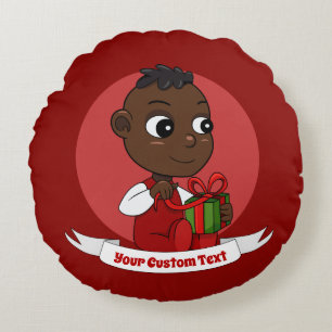 Caricature de bébé Noël mignonne Coussin rond