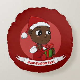Caricature de bébé Noël mignonne Coussin rond