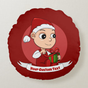 Caricature de bébé Noël mignonne Coussin rond