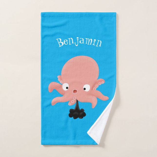 Caricature de bébé pieuvre rose mignonne humour (Serviette à main)