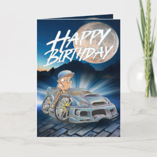 Caricature de carte d'anniversaire Subaru