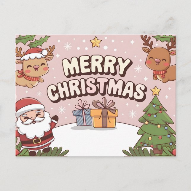Caricature de charme Joyeux Noël Carte (Devant)