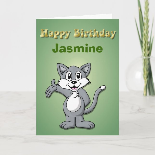 Caricature de chat-Bonne carte d'anniversaire (Devant)