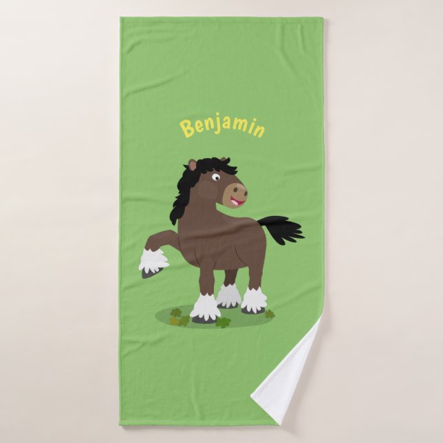 Caricature de cheval de trait de Cute Clydesdale (Serviette de bain)