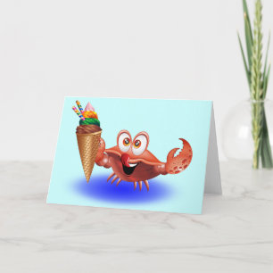 Caricature de crabe avec carte de voeux de crème g
