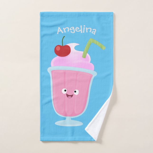 Caricature de crème glacée de fraise mignonne (Serviette à main)
