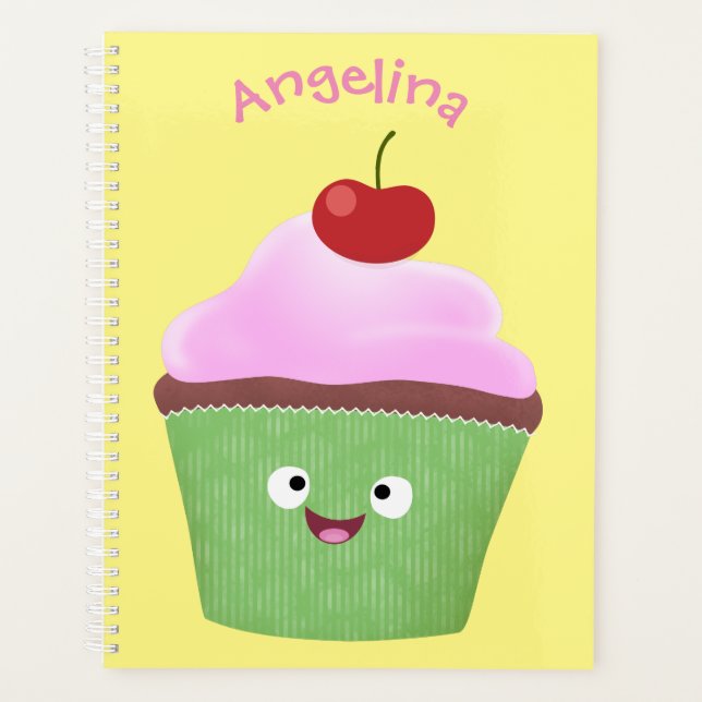 Caricature de cupcake joyeux (Devant)
