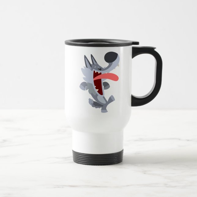 Caricature de danse mignonne Wolf Commuter Mug (Droite)