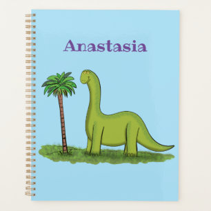 Caricature de dinosaure de brontosaurus vert migno