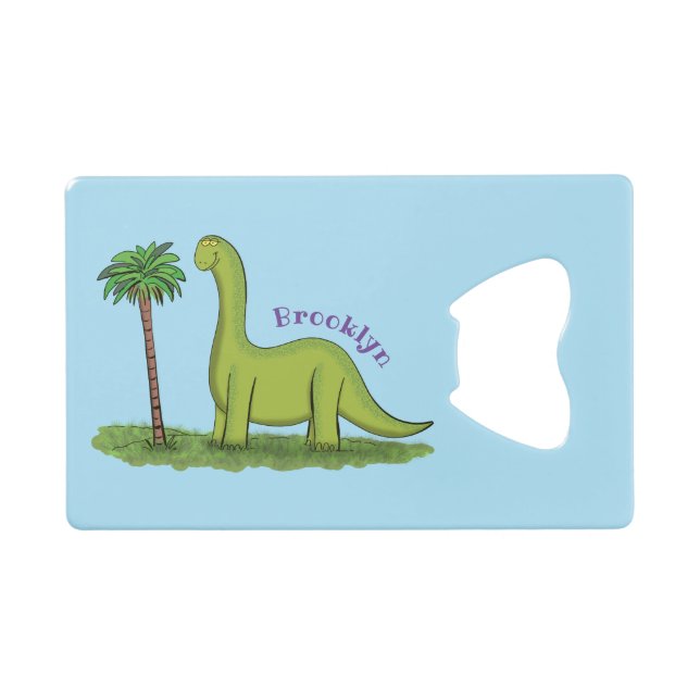 Caricature de dinosaure de brontosaurus vert migno (Devant (Horizontal))