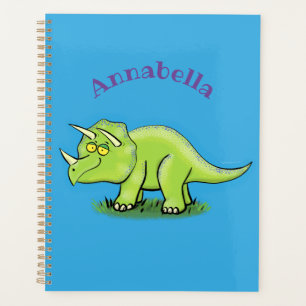 Caricature de dinosaure de triceratops vert mignon
