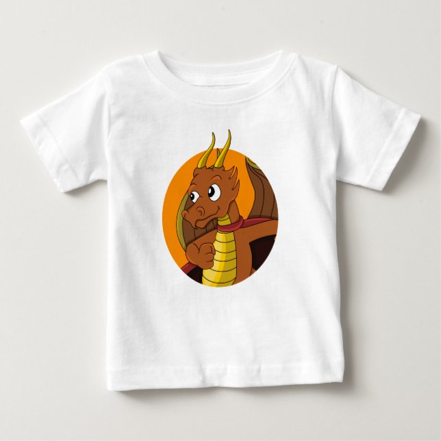 Caricature de dragon orange bébé T-shirt (Devant)