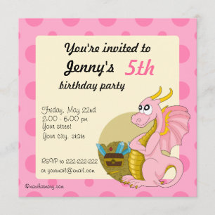 Caricature de dragon rose invitations à imprimer