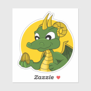 Caricature de dragon vert Custom-Cut Vinyl Sticker