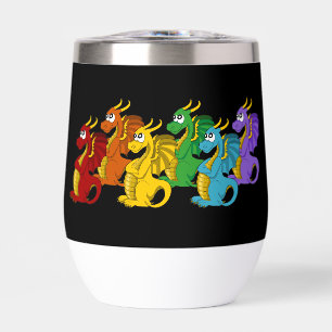 Caricature de dragons colorés arc-en-ciel