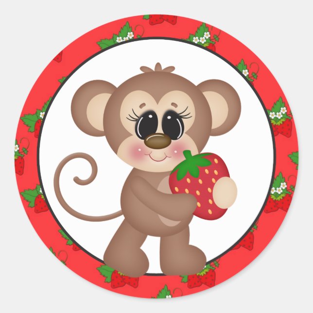 Caricature de fraise Monkey fun sticker (Devant)