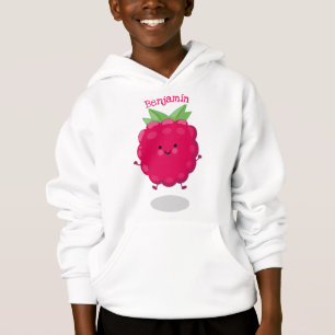 Caricature de framboise très heureuse