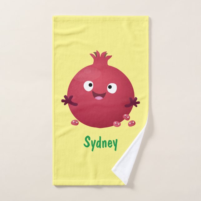 Caricature de fruits à la grenade joyeux (Serviette à main)