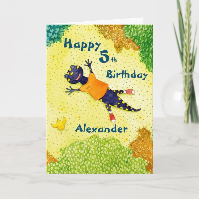 Caricature de garçon Carte d'anniversaire (Devant)