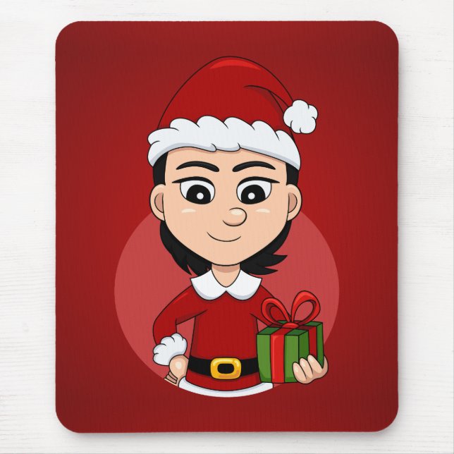Caricature de la fille de Noël tapis de souris (Devant)