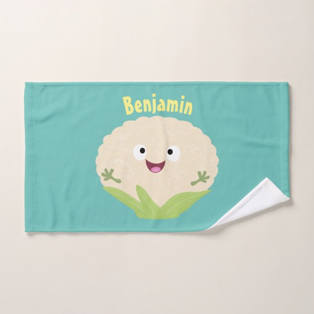 Caricature de légume de chou-fleur joyeux (Serviette à main)