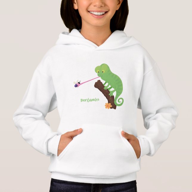 Caricature de lézard de caméléon vert joyeux (Devant)