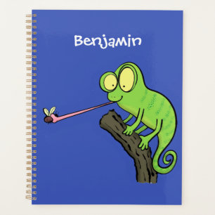 Caricature de lézard de caméléon vert joyeux