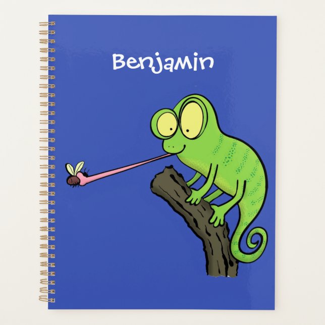 Caricature de lézard de caméléon vert joyeux (Devant)