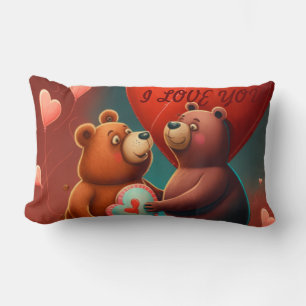 Caricature de l'ours de Valentine oreiller à lance
