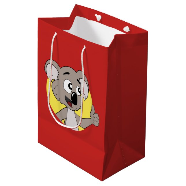 Caricature de l'ours Koala sac cadeau moyen (Devant Angle)