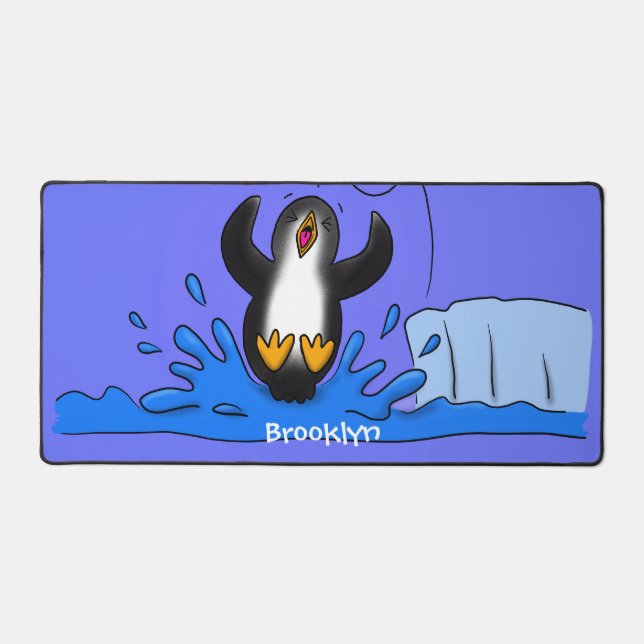 Caricature de manchot joyeux sautant (Recto)