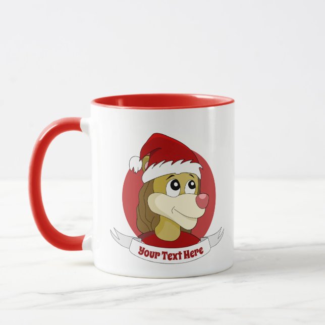 Caricature de Noël avec une mignonne tasse de lion (Gauche)