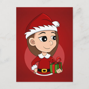 Caricature de Noël fille vacances carte postale