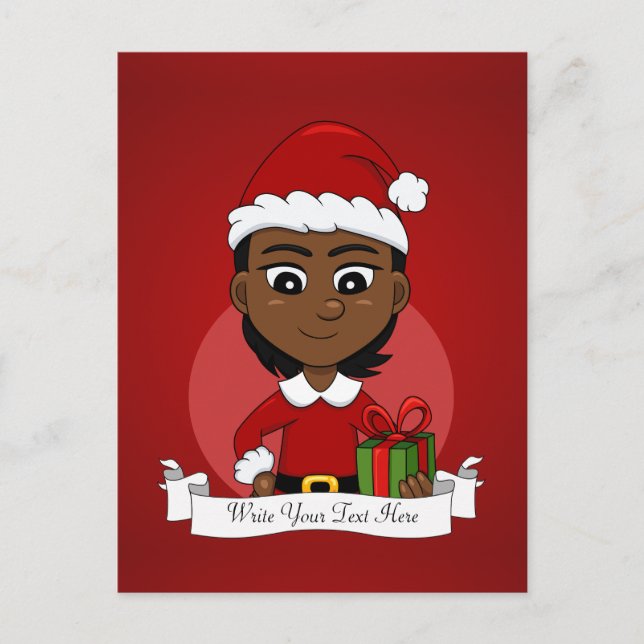 Caricature de Noël fille vacances carte postale (Devant)