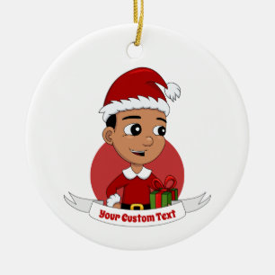 Caricature de Noël garçon ornement céramique