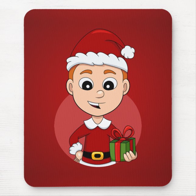 Caricature de Noël garçon tapis de souris (Devant)