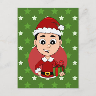 Caricature de Noël garçon vacances carte postale