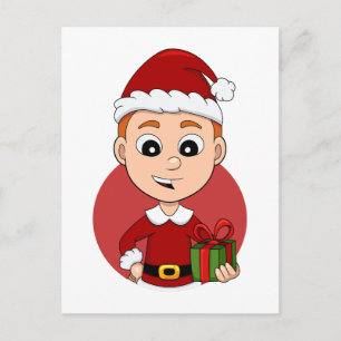 Caricature de Noël garçon vacances carte postale