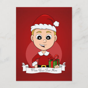 Caricature de Noël garçon vacances carte postale